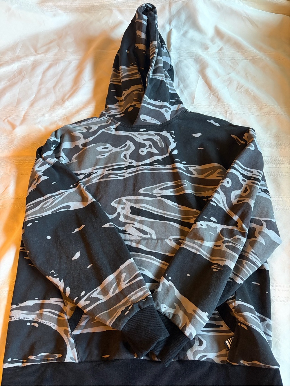 Men's Black & Gray Camo-Pattern Hoodie